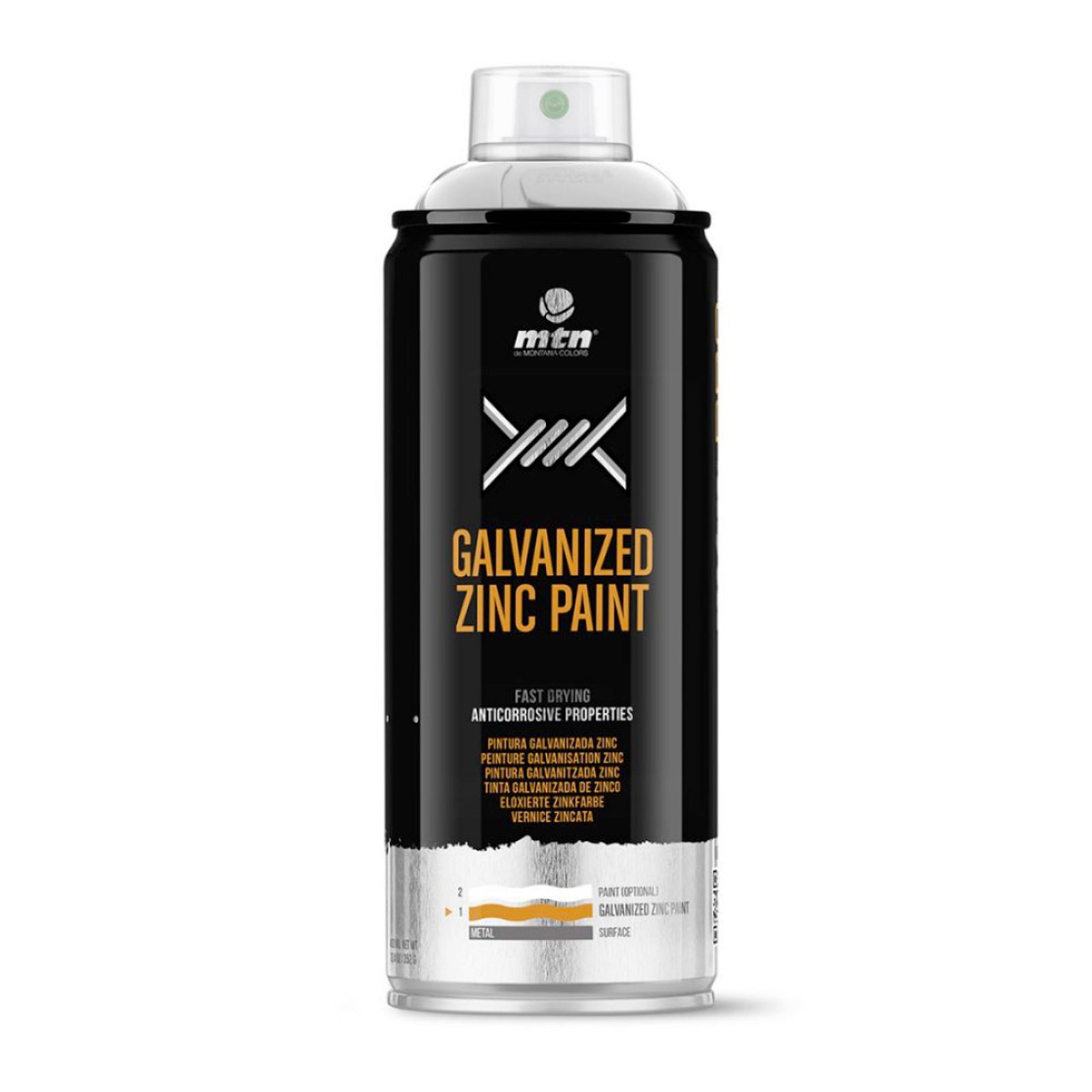 MTN PRO Galvanized Zinc Spray Paint - Cold Galvanized, Matte Zinc 98% | Spray Planet
